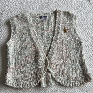 Vintage Wyndham Women's Cream Knit Vest Size M